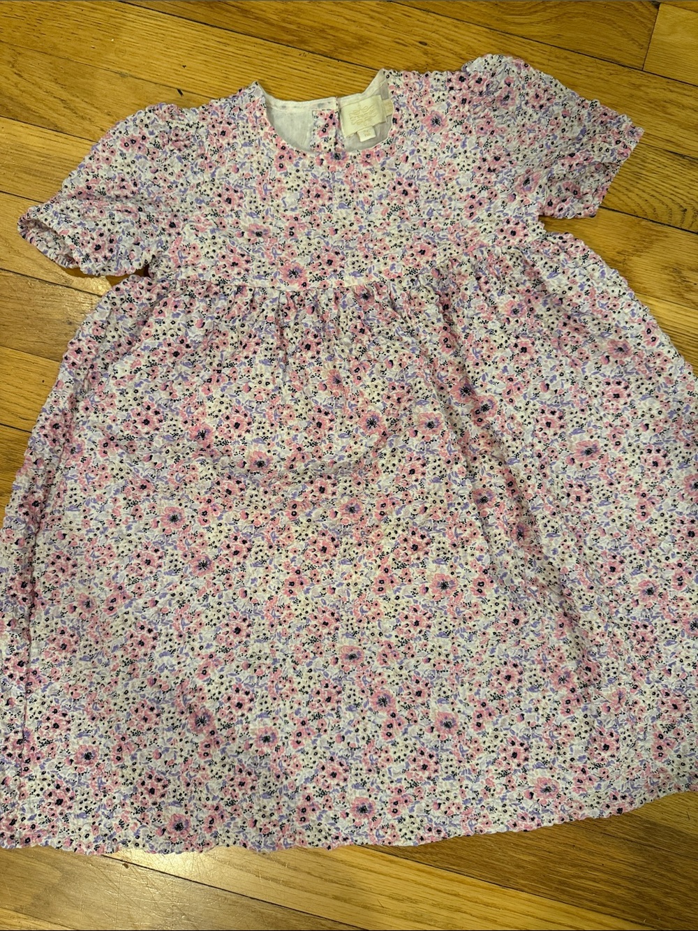 Pink Floral Short-Sleeve Girls' Dress